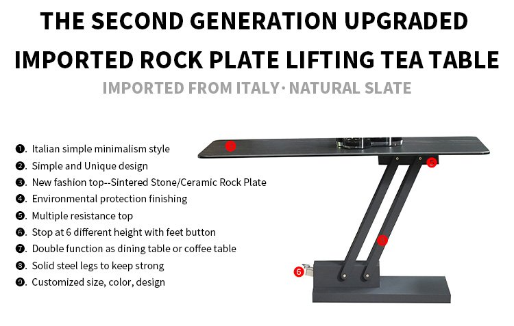 OEM Sweetcrispy Black Electric Hydraulic Coffee Table with End Stool